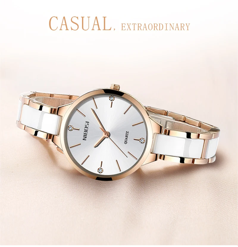 Relojes Para Mujer NIBOSI Women Watches Bracelet Watch Ladies Wrist Watch Women Waterproof Fashion Casual Crystal Dial Rose Gold (2)