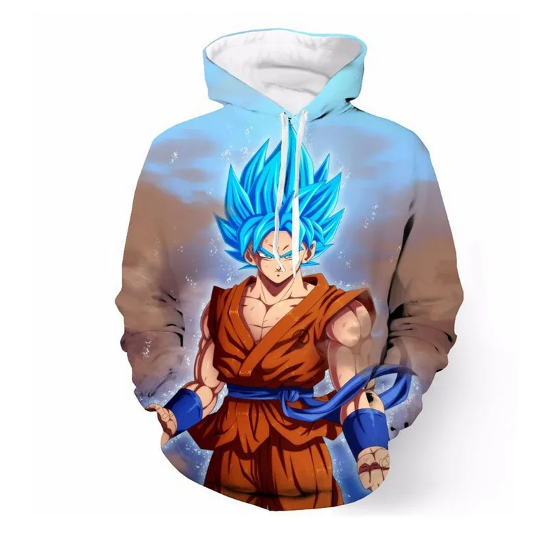 Coshome Dragon Balls Super Saiyan God Goku Hoodies Cosplay Costumes Men Women Jacket Thick Coat Blue Tops (3)