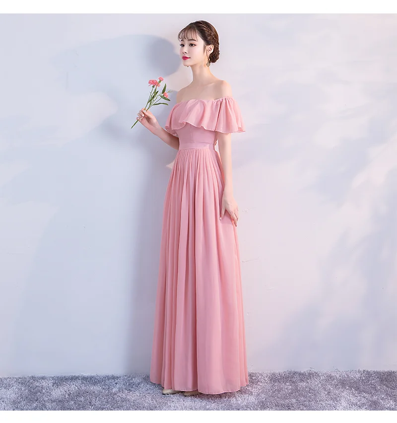 Идеальный розовый цвет, новый стиль, шифоновое простое платье подружки невесты, модное платье сестры для свадебной вечеринки, на молнии