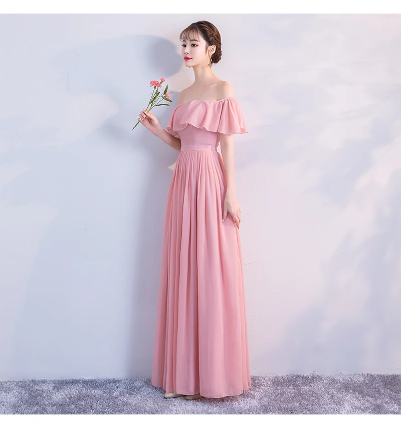 

Perfect Pink Colour New Style Chiffon Bridesmaid Dress Simple Fashion Sister Dress for Wedding Party Show Back of Zipper