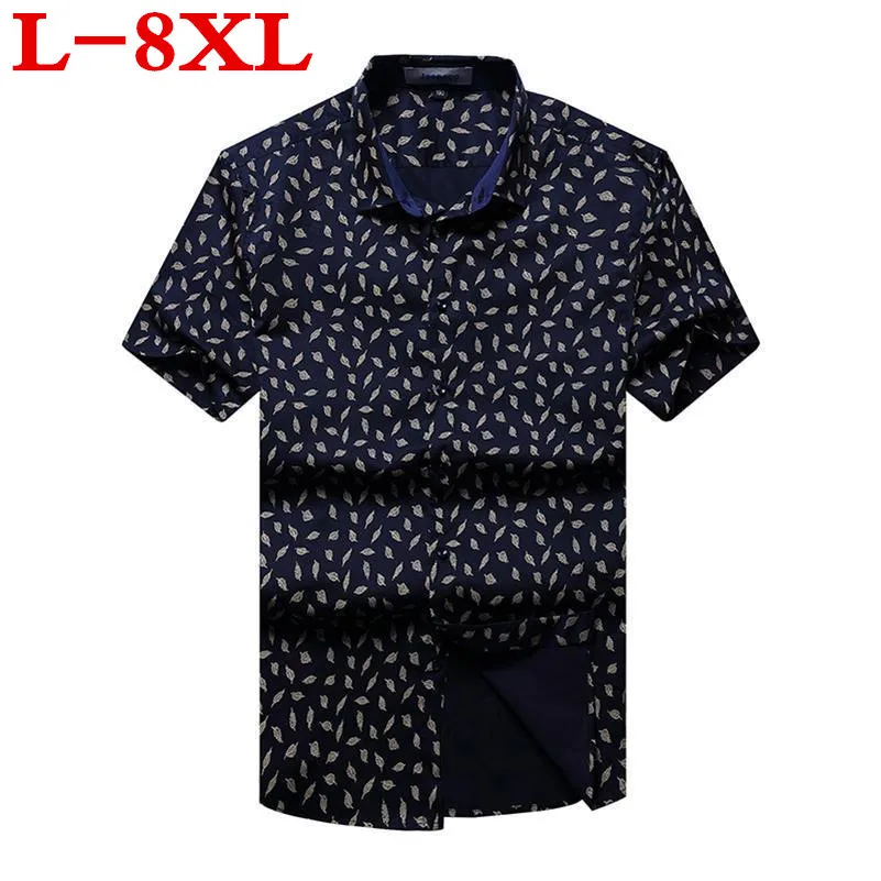 Большие размеры 8XL 7XL 6XL 5XL высокого качества летние мужские гавайская рубашка модные с цветочным принтом мужские с коротким рукавом