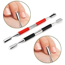 Двухсторонний инструмент для Нержавеющая сталь нейл-арта палочки для отодвигания кутикулы пальцы рук и ног, удаляет мертвую кожу советы кисточки для дизайна ногтей маникюр уход педикюр инструменты