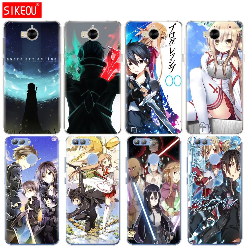 

Silicone phone Cover Case for huawei Y3 Y6 Y5 2 II 2017 nova 2s 2 LITE plus Sword Art Online Japanese anime