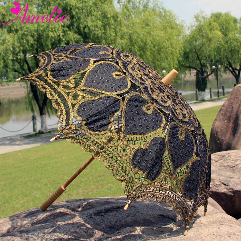 

Handmade Embrodiery Cheap Stock Heidi Lace Parasol Balinese Wedding Photo Prop Decoration Bride Umbrella