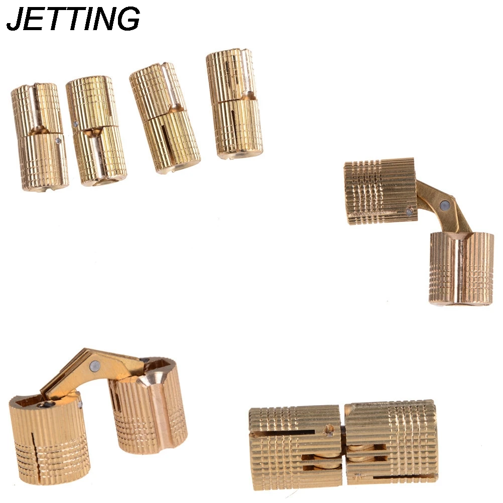 Goede 4 STKS 8mm Koperen Vat Scharnieren Cilindrische Verborgen Kabinet Verborgen Onzichtbare Messing Scharnieren Mount Voor Meubels Hardware