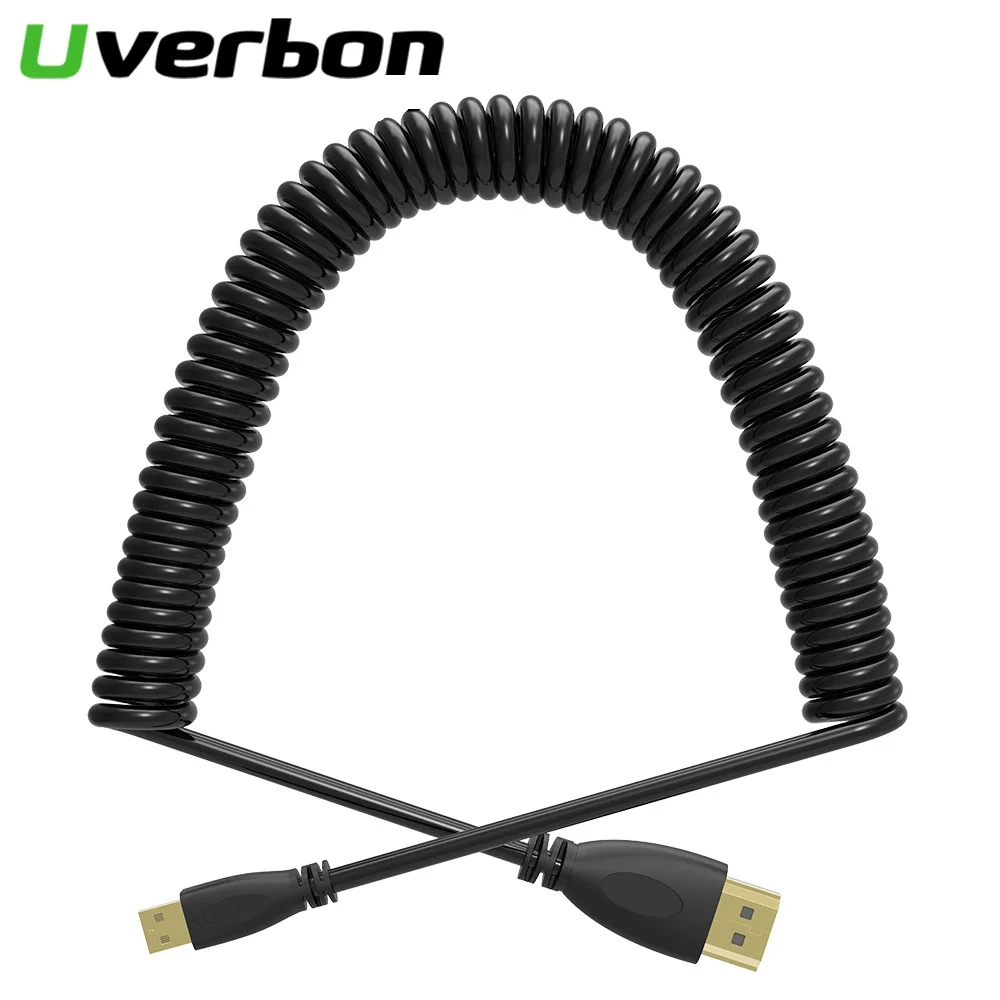 

High-Speed Spring Micro HDMI to HDMI Cable Gold-Plated Retractable Micro HDMI Cabo For HDTV XBox Tablet Audio Return Cord