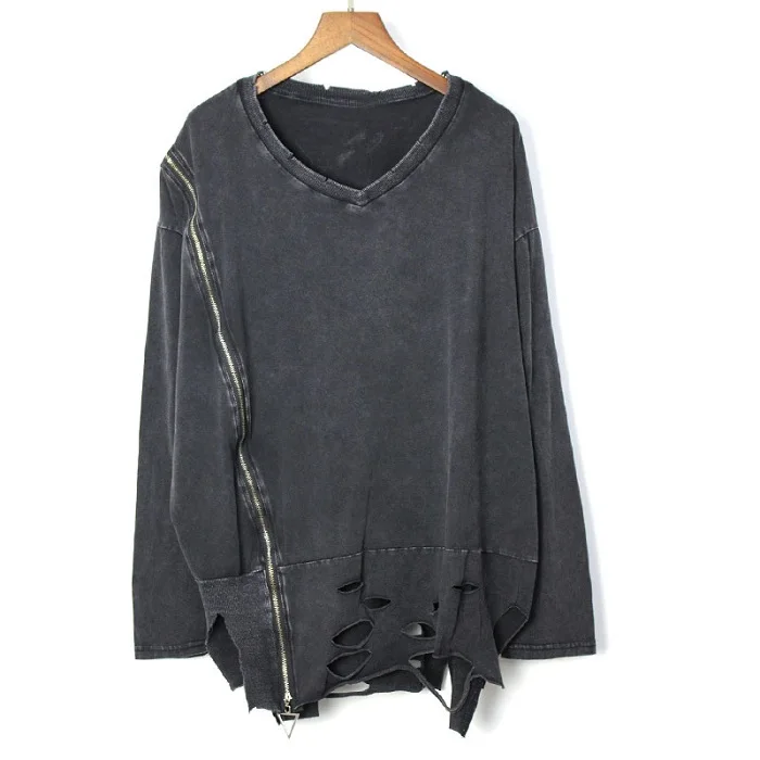 

Fashion Hole Sweatshirt women Sudadera Mujer Gothic Punk Rock Plus Size Ropa Mujer Sweat Femme Women's Clothing Clothes Tops