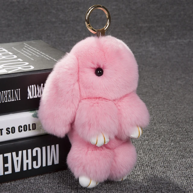 fur pom pom bunny keychain rex rabbit fur cute rabbit doll key chain