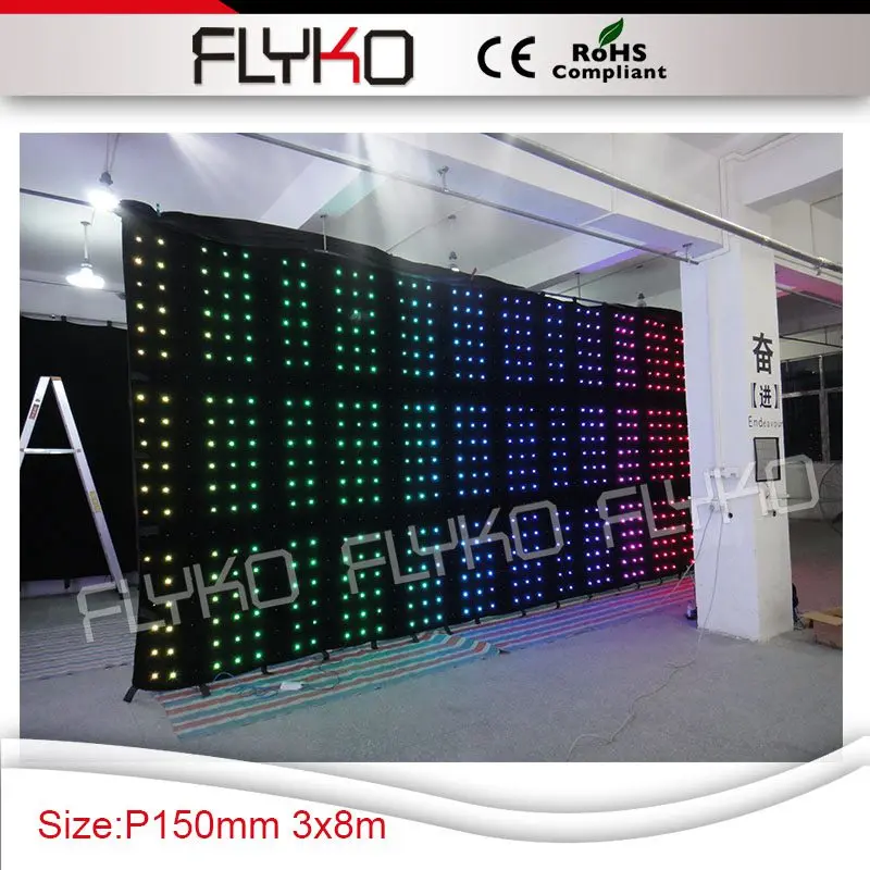 

Free shipping P150mm led cloth dispaly 3x8m led video display vision curtain screen PC controller soft curtain function