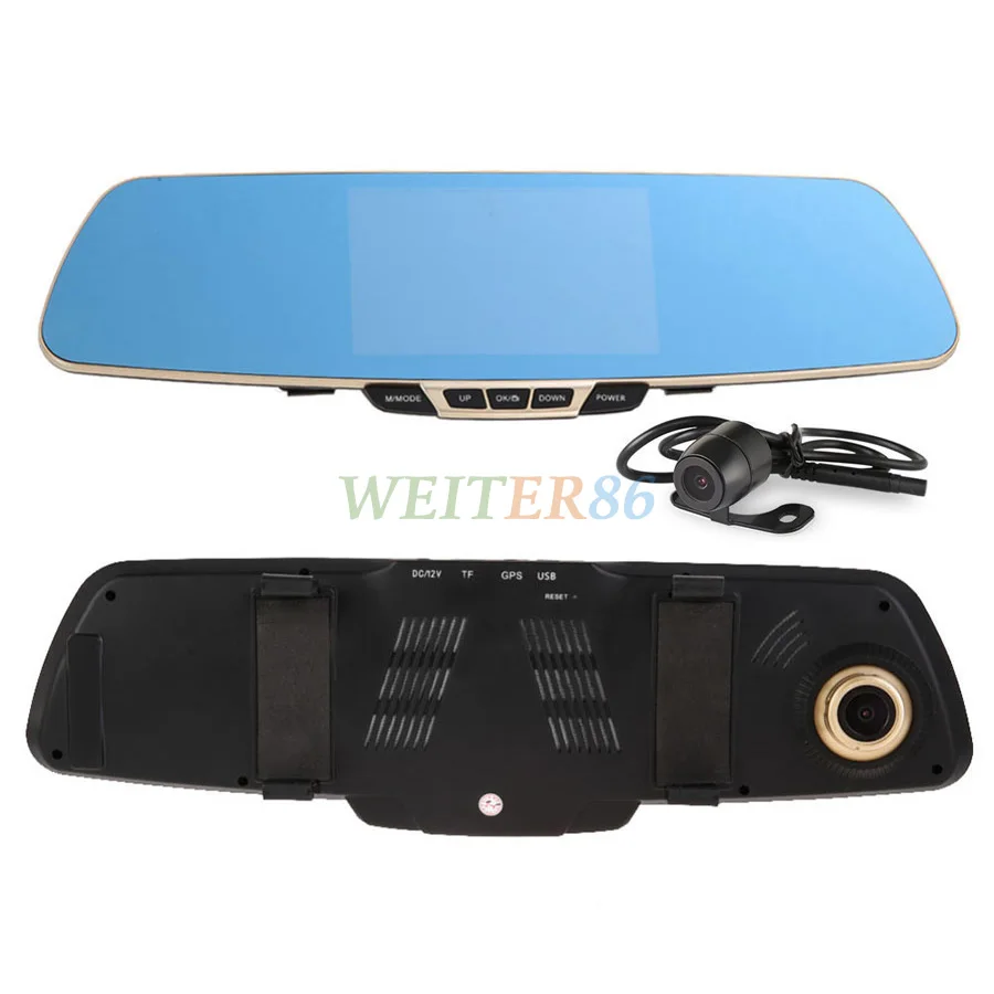 5 0 Inch Dual Camera Car Dvr Camera Rearview Mirror Dash Cam Dual Lens G Sensor