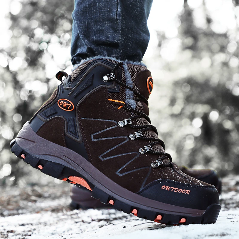 Men's Winter Sneakers Tourism Hiking Boots Warm Fur Lined Hunting Climbing Sports Outdoor Shoes High Top Non-slip Trekking Boots Men's Winter Sneakers Tourism Hiking Boots Warm Fur Lined Hunting Climbing Sports Outdoor Shoes High Top Non-slip Trekking Boots