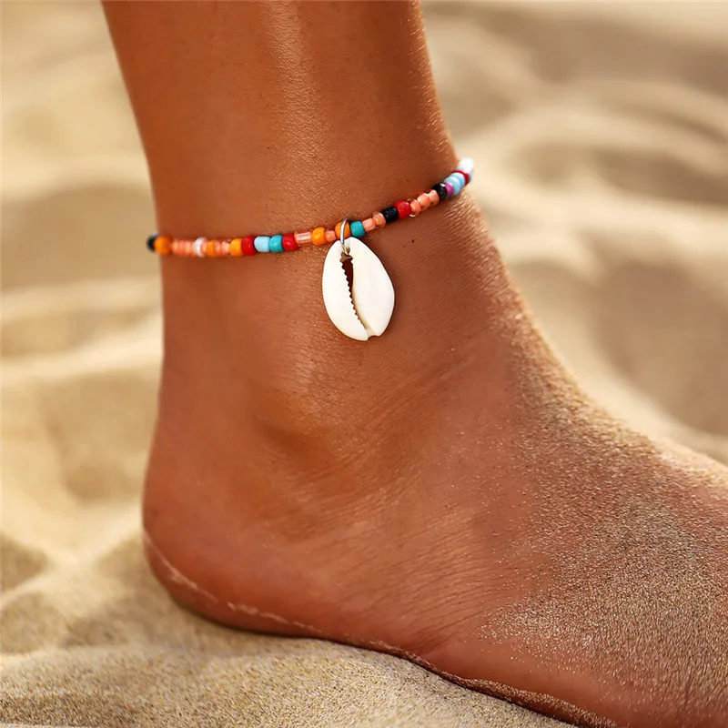 Богемные ручной работы цветные яркие хрустальные бусины женские браслеты для щиколотки многорадужный цвет бисером ноги лодыжки браслет пляжные украшения