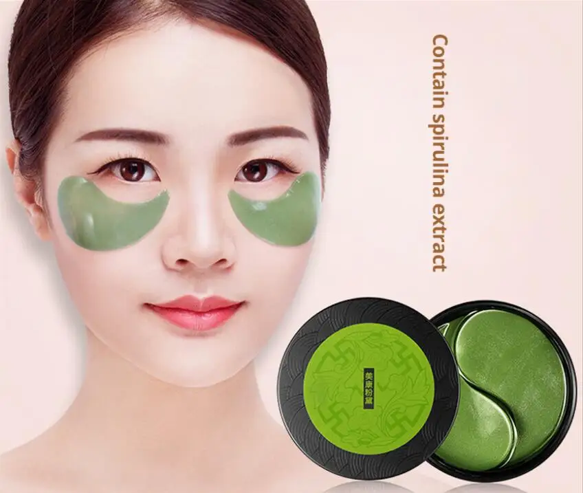 162110215Eyes Masks Skin Care 60PCS Green Spirulina Gel Eye Mask