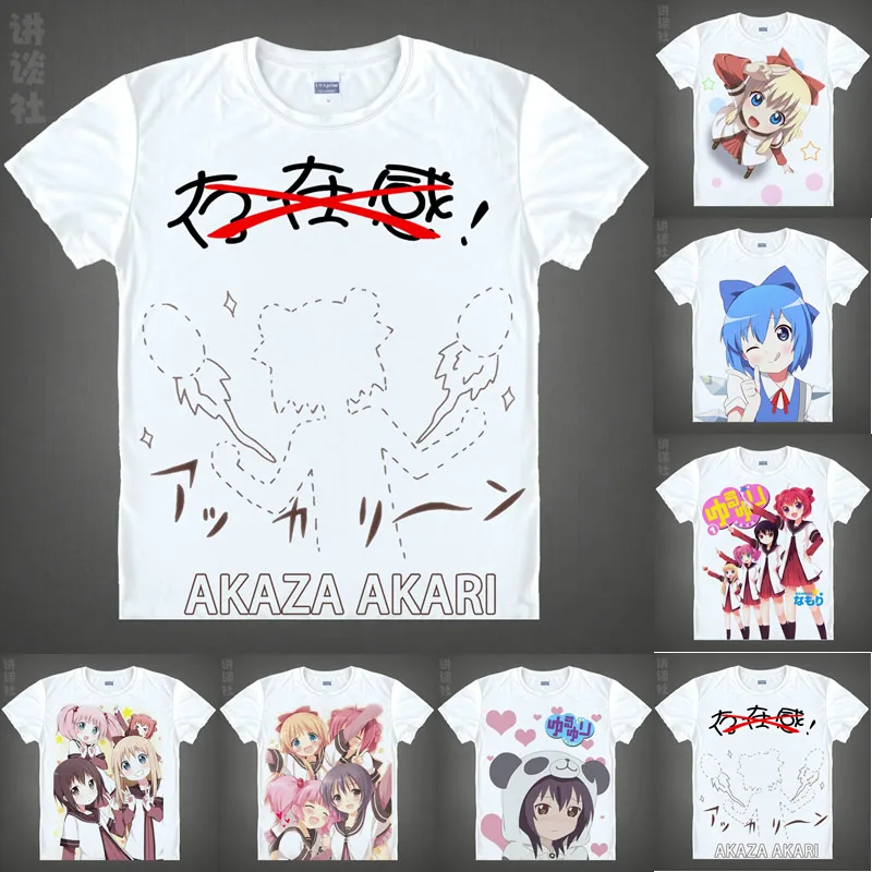 Coolprint аниме рубашка YuruYuri Easygoing футболки Юрий многостильная с коротким рукавом Akari