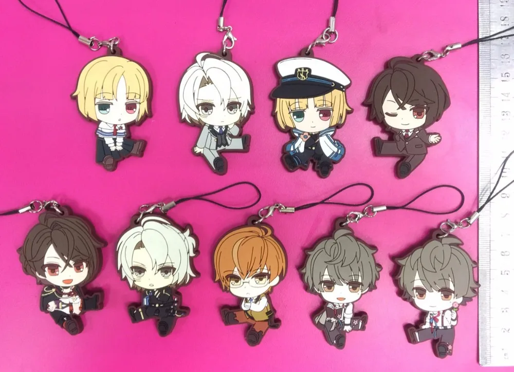 9 шт./лот аниме брелок для ключей Yui Ayato Kanato Laito Ruki Yuma Shin Sakamaki Reiji Subaru резиновый