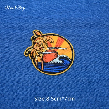 

100pcs/lot Landscape Painting Embroidery Patch Fabric Sticker Iron On Sew On Patch Craft Sewing Repair Embroidered SC3081
