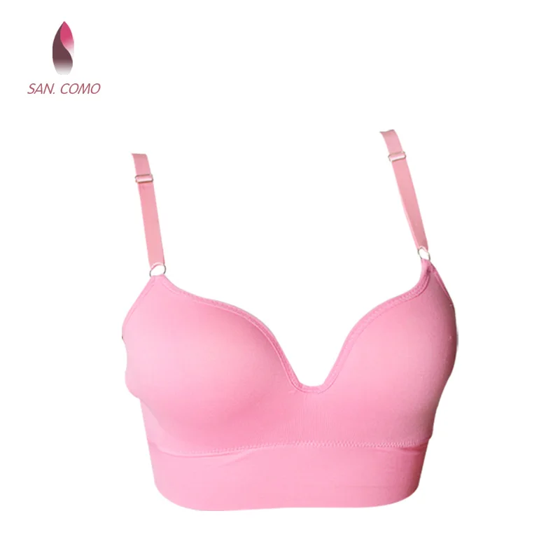 SAN.COMO 60104 Plus Size Women Seamless Wire Free Bras Deep V Sexy ...