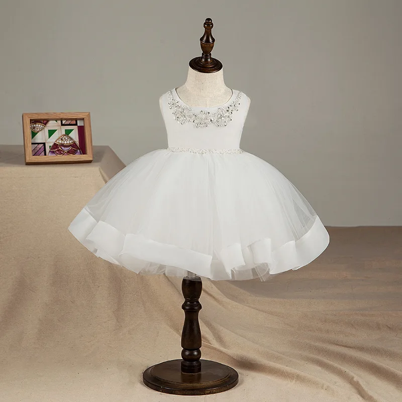 

High Quality Beading Lace Flower Girl Dress For Wedding Tulle Princess Dress Girl Party Pageant Gown First Communion Dresses