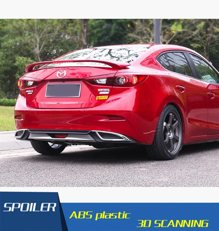 For Axela Rear spoiler ABS Rear Bumper Diffuser Bumpers ...