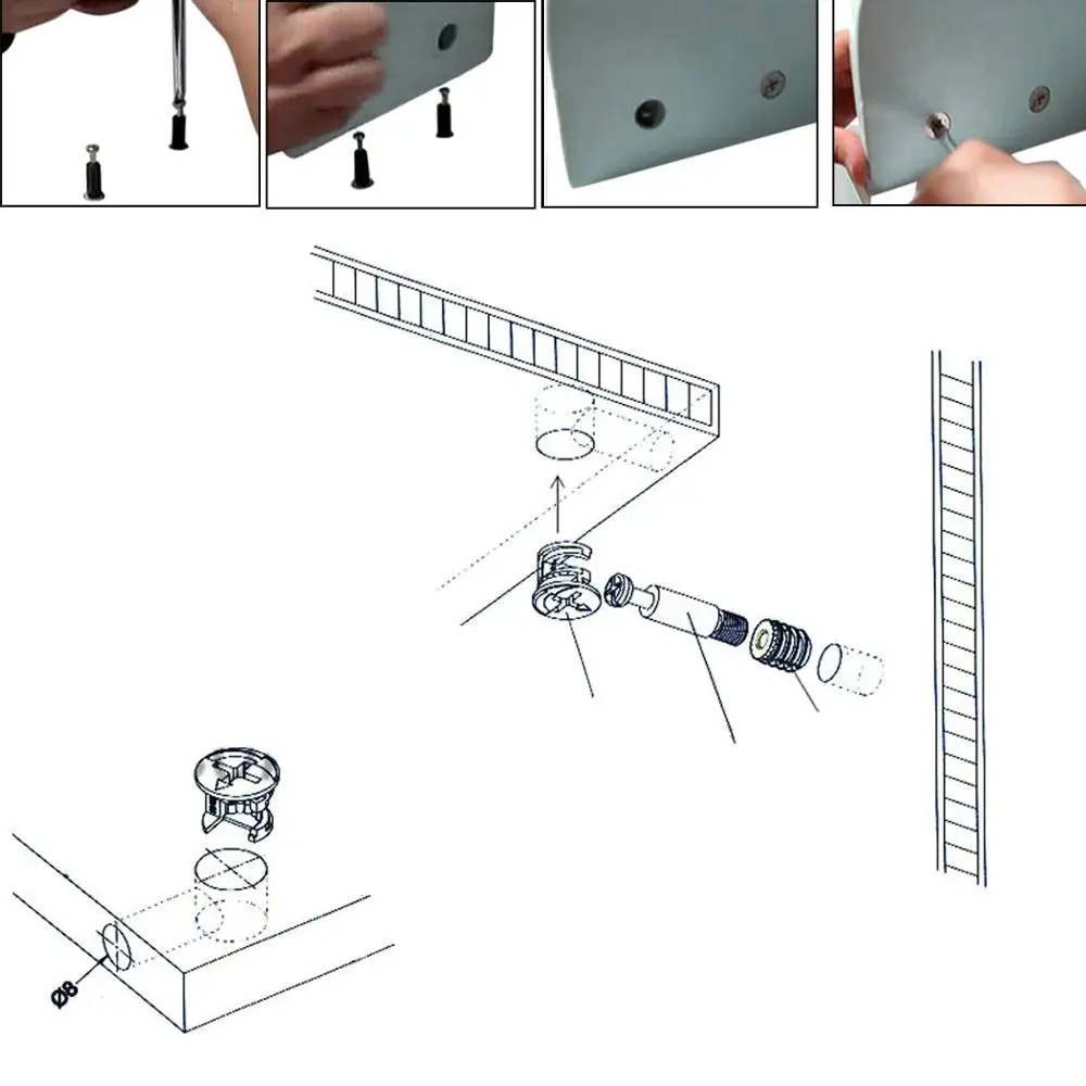 Uxcell горячий 20 комплектов мебель сторона подключения 13x10 мм 15x12 мм кулачковый штуцер дюбель предварительно вставленный гайка соединитель крепеж