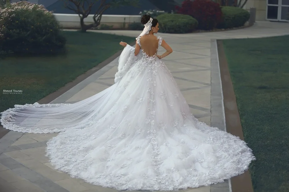 2017-Luxury-Princess-Ball-Gown-Wedding-Dresses-vestido-de-noiva-de-renda-3D-Floral-Lace-Applique (2)