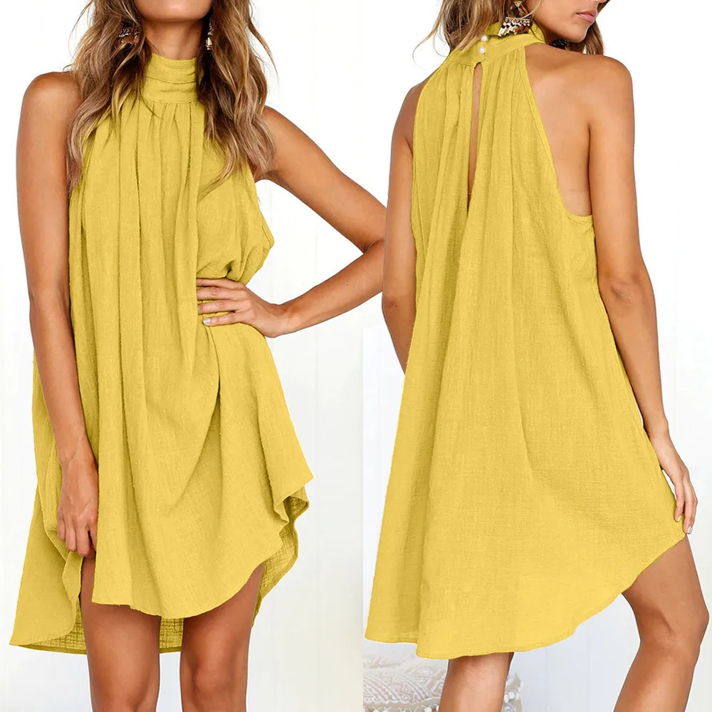 

KANCOOLD dress fashion Womens Holiday Irregular Dress Ladies Summer Beach Bohe Sleeveless Party dress women 2018jul19
