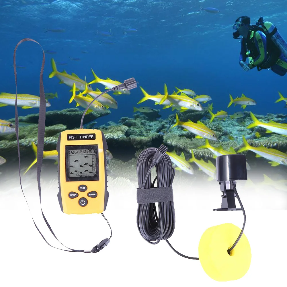 

0.6-100m 200KHz Portable Underwater Sonar Fish Finder Detector Cam Transducer LCD Light Vision IPX4 Waterproof Floating Finder