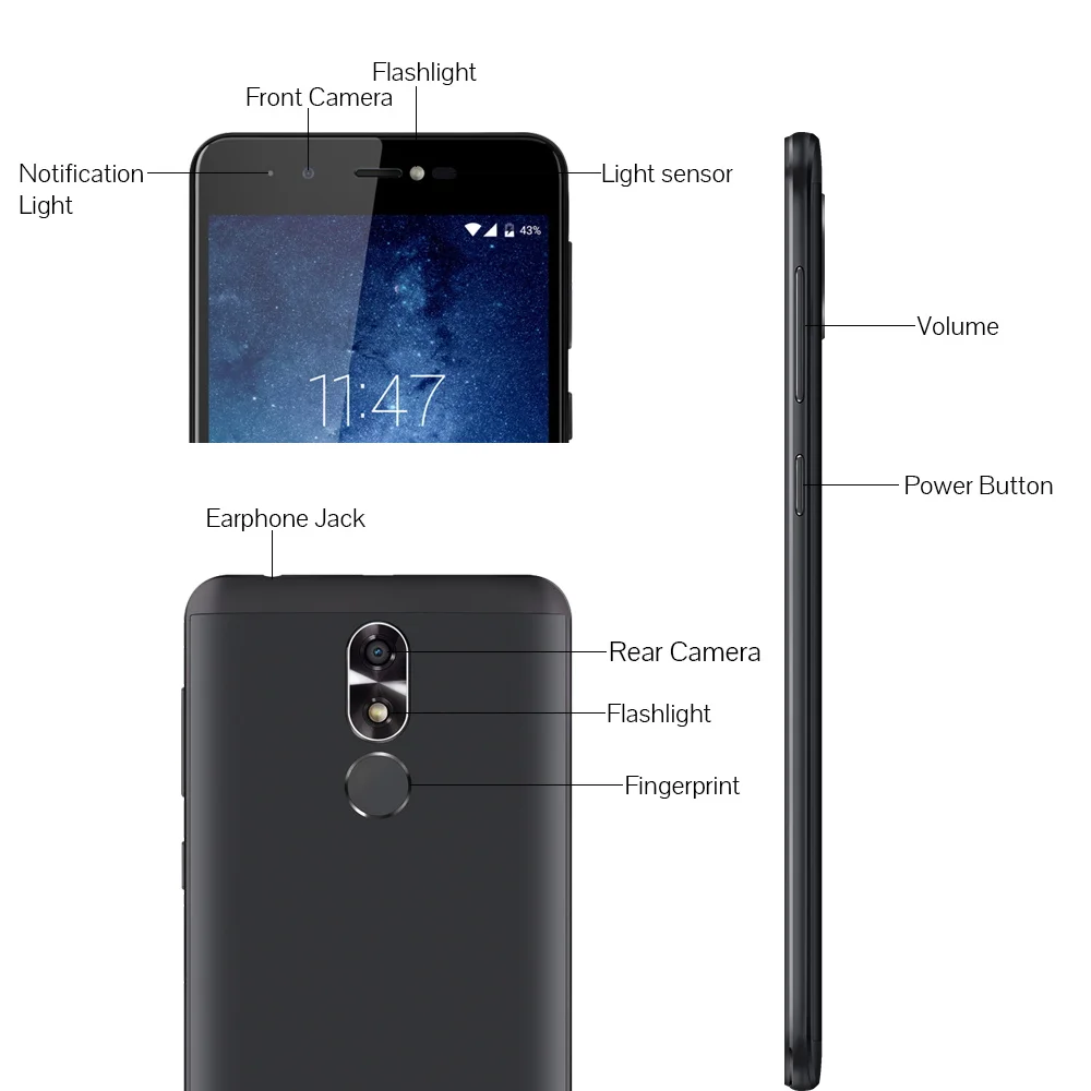 Cubot R9 мобильный телефон Android 7 0 Dual SIM карты 5 &quot Дисплей смартфон MT6580 Quad Core 2 Гб +16 13.0MP