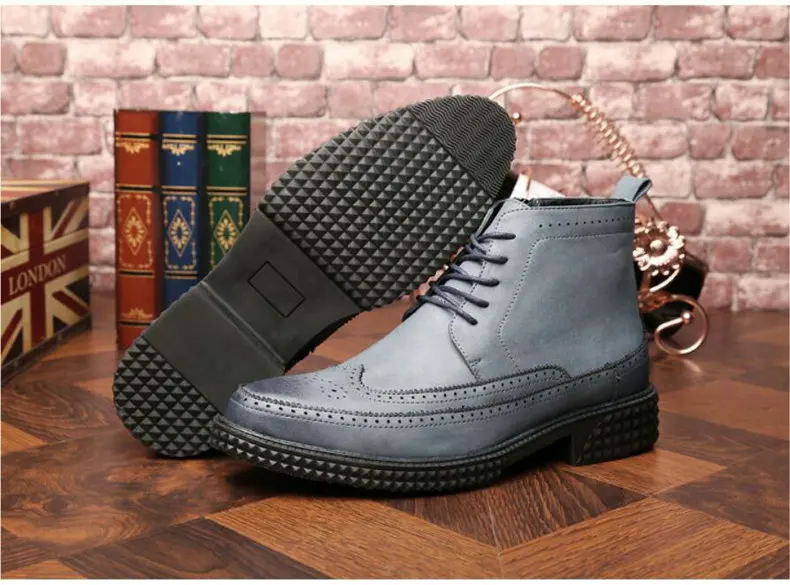 Men's Boot Lace-up Men Boots Genuine Leather Winter Black Chelsea Boots Mens Ankle Military Boots' Men Desert winter shoes mens  (15)