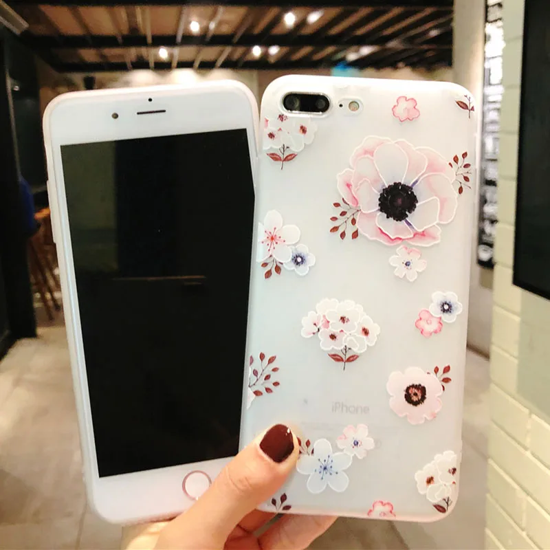 KIP7P1152_2_Flowers Pattern Soft TPU Case for iPhone 7 Plus