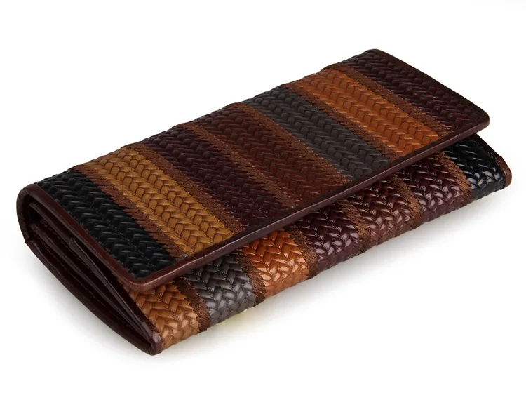 

J.M.D 3 Design Patchwork Genuine Leather Clutch Bag Women Vintage Wallet  8093