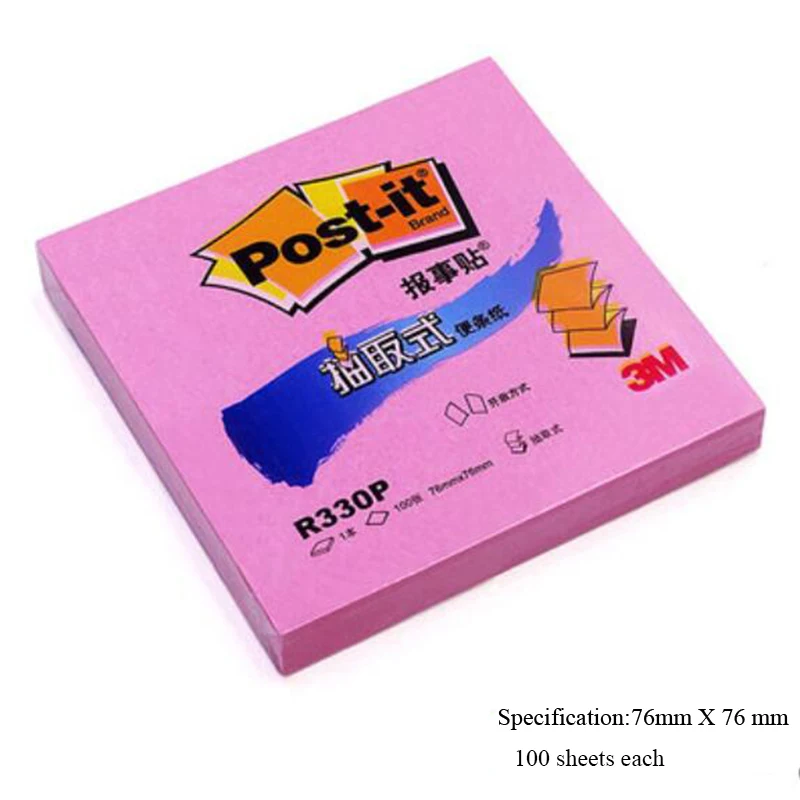 3 м post-it 4 блокнота/упаковка 100 страниц в блокнот R330P цвета извлечение липкий Post-it Примечание бумага подписи липкие Примечания