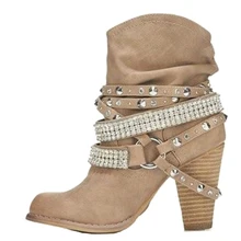 Tangnest/сапоги на высоком каблуке женские сапоги до середины икры с пряжкой элегантные туфли-лодочки без застежки женские ковбойские сапоги; XWX6835