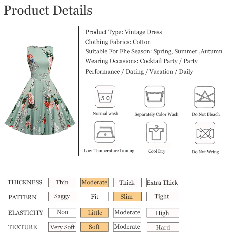 Kostlish Cotton Summer Dress Women 2017 Sleeveless Tunic 50s Vintage Dress Belt Elegant Print Rockabilly Party Dresses Sundress (94)
