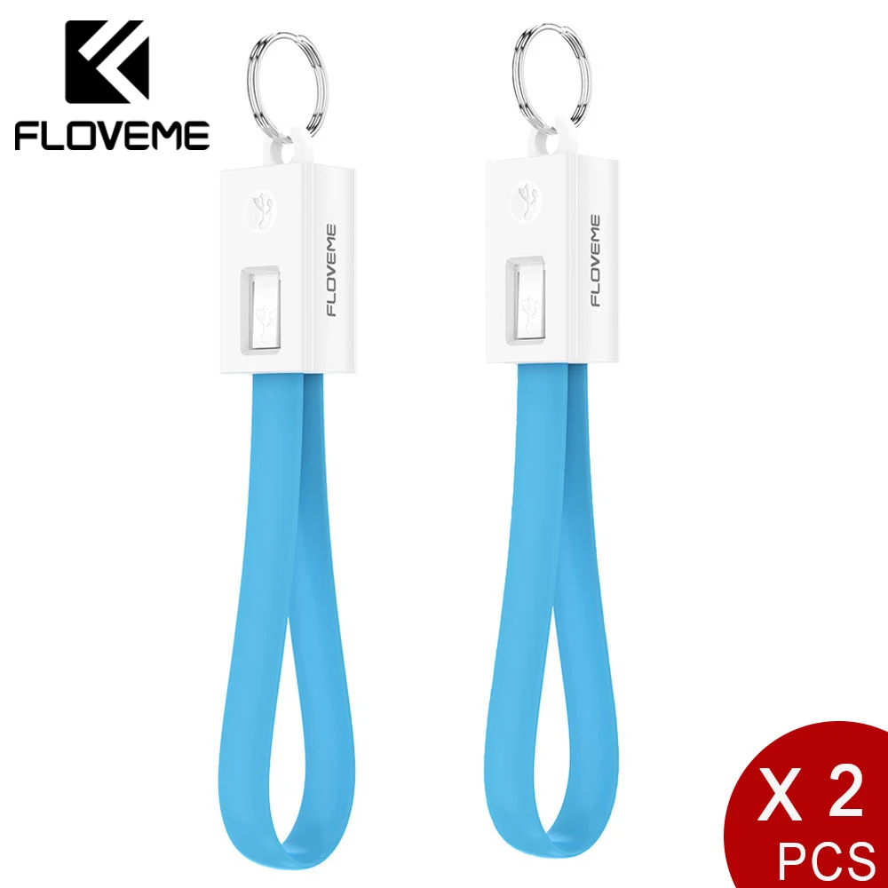 FLOVEME 2 шт./лот, Универсальный Micro USB кабель для samsung Xiaomi huawei Портативный мини-брелок кабель синхронизации данных зарядное устройство USB кабель