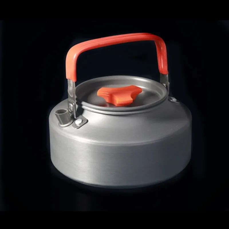 Открытый Портативный 1.1L Сверхлегкий столовый из алюминиевого сплава чайник кувшин повара набор посуды для кемпинга пикника - Цвет: Оранжевый