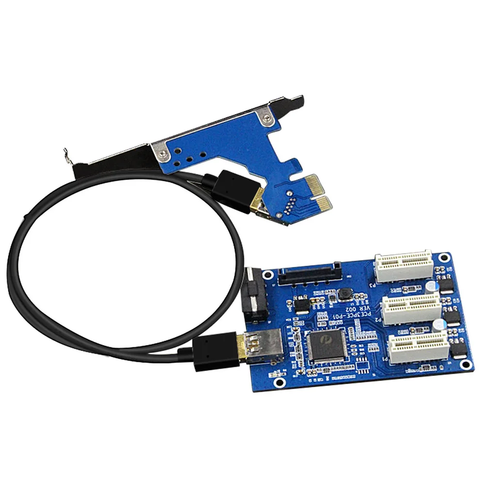 PCI-E To PCIe Riser Card 1 to 3 Port 1X Switch Multiplier Expander HUB Riser Expansion USB 3.0 PCI-E Post Card Pci Sata Adapter