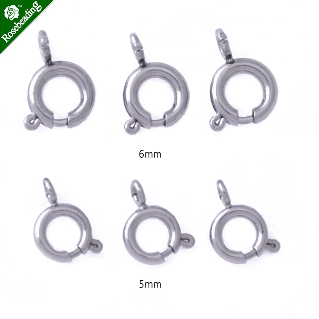 20pcs 5 6mm stainless steel spring clasps,lobster clasps,silver plated