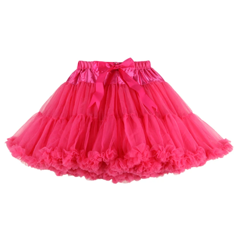 Для взрослых(один размер), Детская(XS-XXL) Женская мини-юбка, юбка-пачка, бальное платье, 2 слоя, 1 подкладка, пушистые вечерние юбки для танцев, одежда для девочек - Цвет: Hot pink