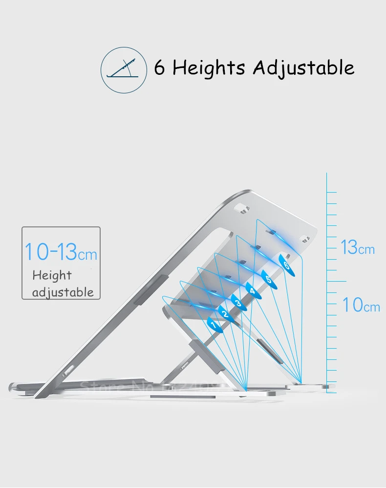 Подставка для ноутбука алюминиевая 6 высоты Регулируемая вентилируемая поддержка портативный универсальный держатель для ноутбука для MacBook Air Pro до 17''