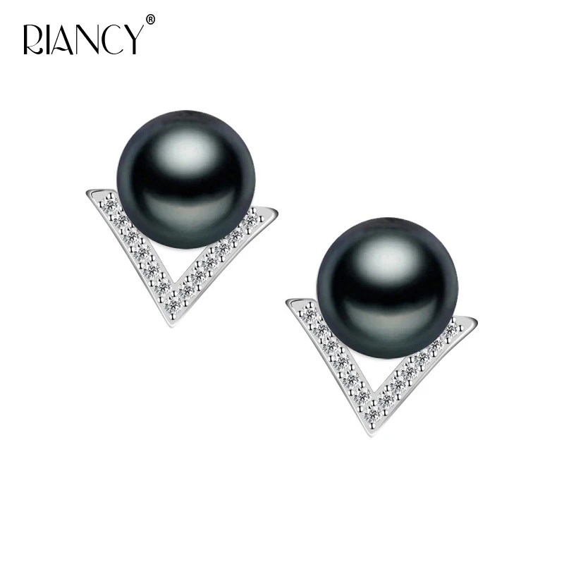 

2019 Fashion new Pearl Earrings Genuine Natural Freshwater black Pearl Earrings Pearl Jewelry For Wemon Wedding Gift