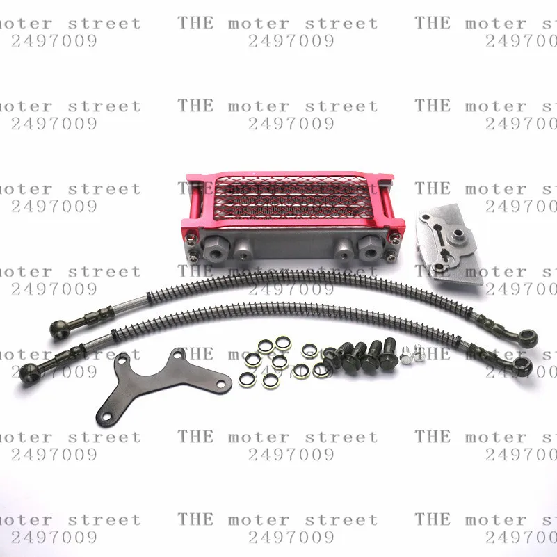 

red Aluminum Oil Cooler Radiator Cooling Set For Engine ATV Motorcycle 50CC 70CC 90CC 110CC Dirt Pit Bike