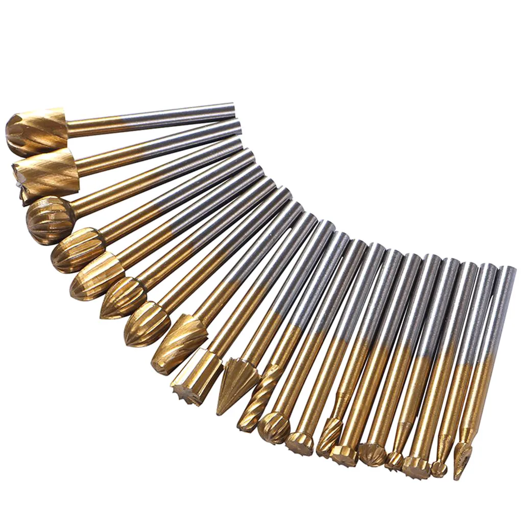 

2019 New 20pcs High Speed Steel Double Cut Burr Set for Die Grinder Milling Cutter Drill #NN704