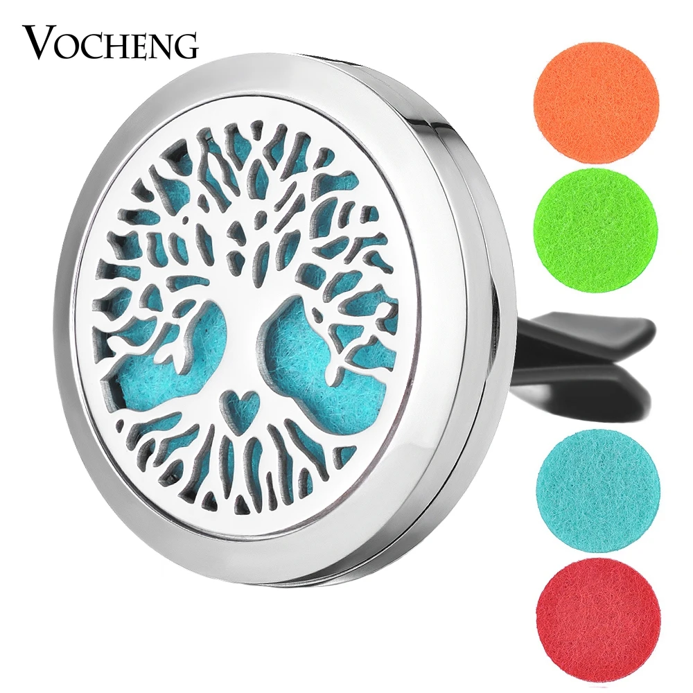 

Car Air Freshener jewelry locket Clip Stainless Steel Magnetic Tree Of Life Design Locket Random Send 5pcs Oil Pads VA-435