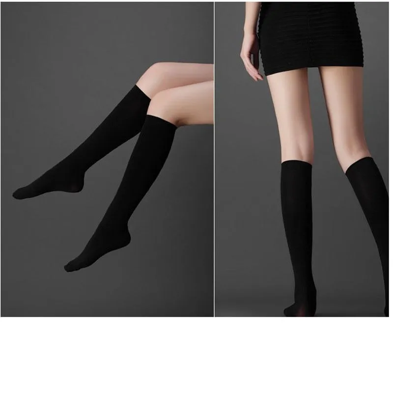 2018 Sexy Women Lower Knee Socks Thigh High Stockings Opaque Warm Japanese School Student Black Stripe Long Sock Hot Sale cotton