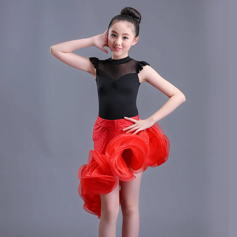 Детский костюм юбка для латиноамериканских танцев танцевальное платье с