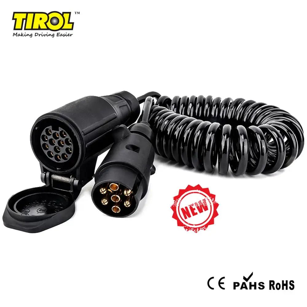 

Tirol Trailer Socket Spring Cable plastic 7 Pin Trailer Plug to 13 Pin Trailer Socket Male to Female 12v Europe 4m Line T23010P3