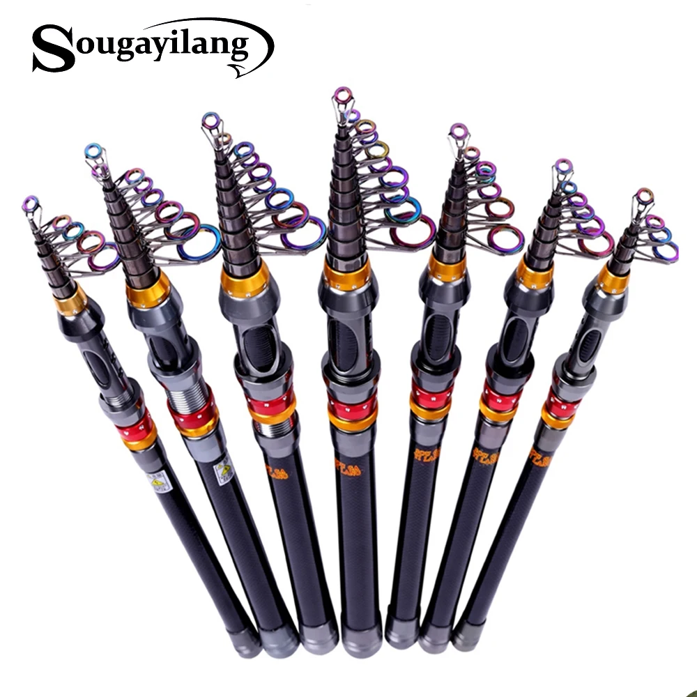 Sougayilang 99% الكربون 1.8 M-3.6 M المحمولة تلسكوبي الصيد قضيب فارغة الغزل قضبان الأسماك اليد الصيد معالجة البحر قضيب