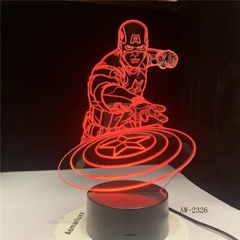 

Captain America Shield 3D Multicolor Change Acrylic table night light LED illusion Touch USB lamp Boy kids toy Gift 3D2326