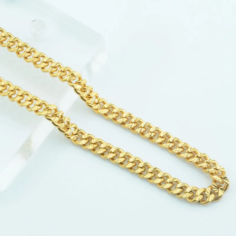 

1pcs 6mm Fashion Wholesale Jewelry Mens Womens Yellow Gold Color Carve Necklace Chains 45CM-60CM